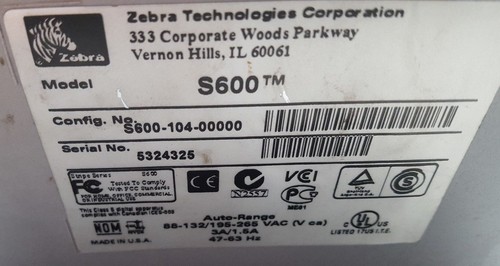 ZEBRA S600TM THERMAL LABEL PRINTER S600-104-00000 (R5S8.3) - Picture 3 of 6