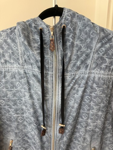 Louis Vuitton monogram blue windbreaker hooded LV jacket size44 - Picture 3 of 14