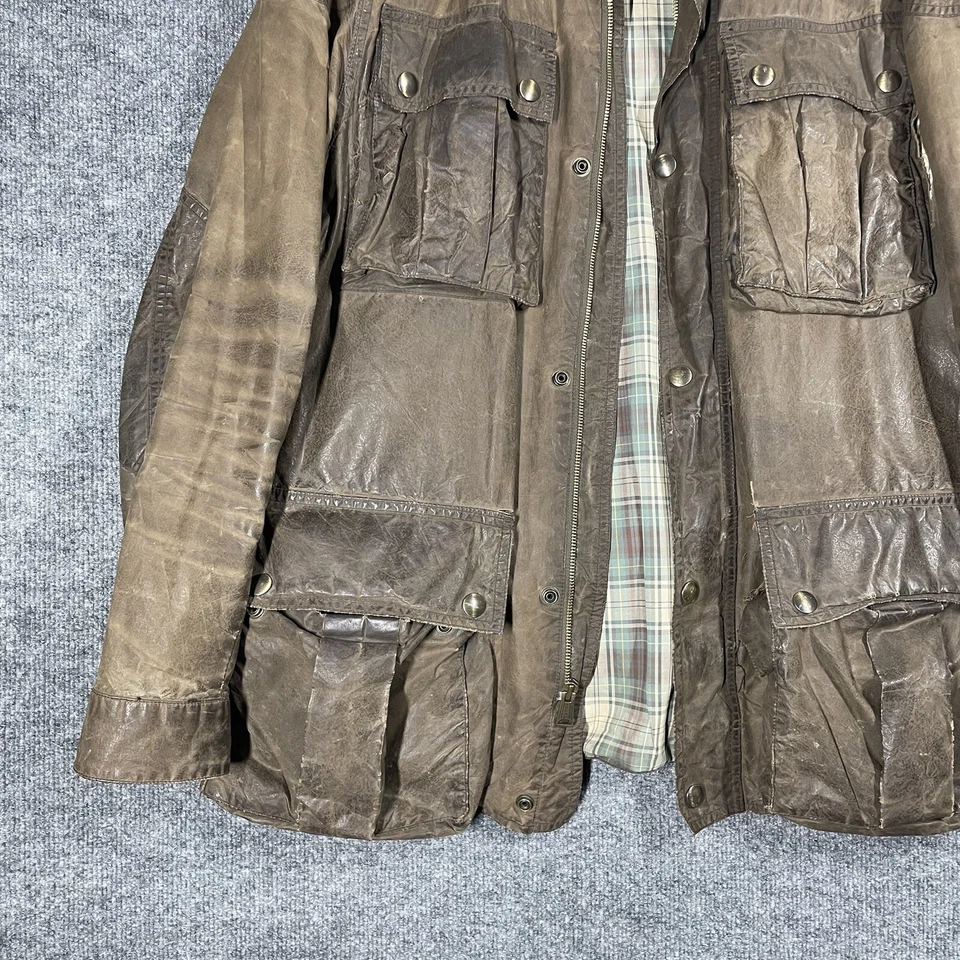 Chaqueta encerada grande Oilcloth envejecida vintage Rugby Ralph Lauren RRL Expedition Foto 3 de 4