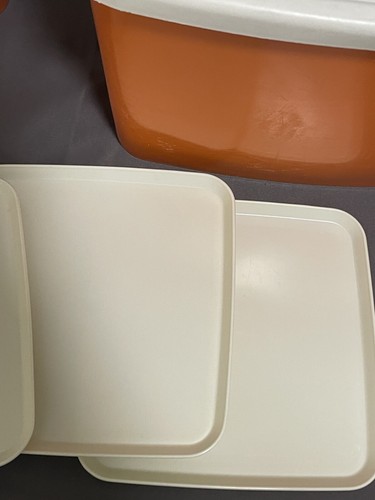 Vintage Orange Curver picnic set hamper camping SET 1960's retro campervan - Picture 14 of 23