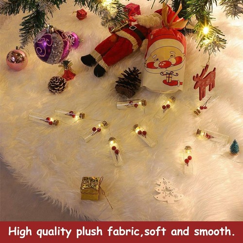 30'' Christmas Tree Skirt Plush Faux Fur Mat Home Xmas Floor Cover Ornament Deco - Picture 5 of 12