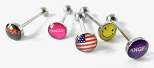 1pc Dome Logo Tongue Ring - choose from Adult Sayings, Sex, Bad Words +more!