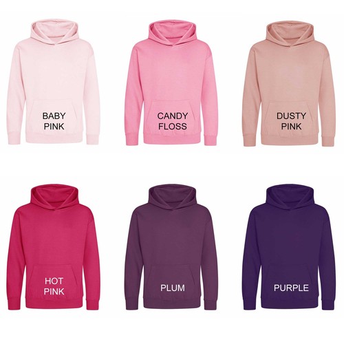 AWDis Boys Girls Hoodies - Plain Casual Hooded Fleece Sweatshirt Jumper Top Warm - Picture 8 of 36