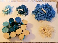 lot Spinnerin Rug Yarn 100 pure virgin wool BLUE WHITE Vintage 1970s 1-1/3 lb