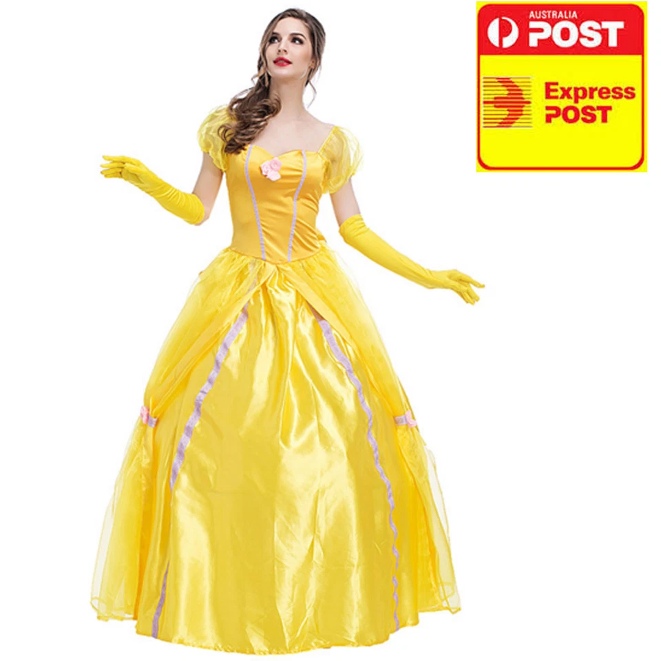 Beauty & The Beast Belle Adult Gown Costume Disney 6 8 10 12 14 16 + Petticoat - Image 4 of 4