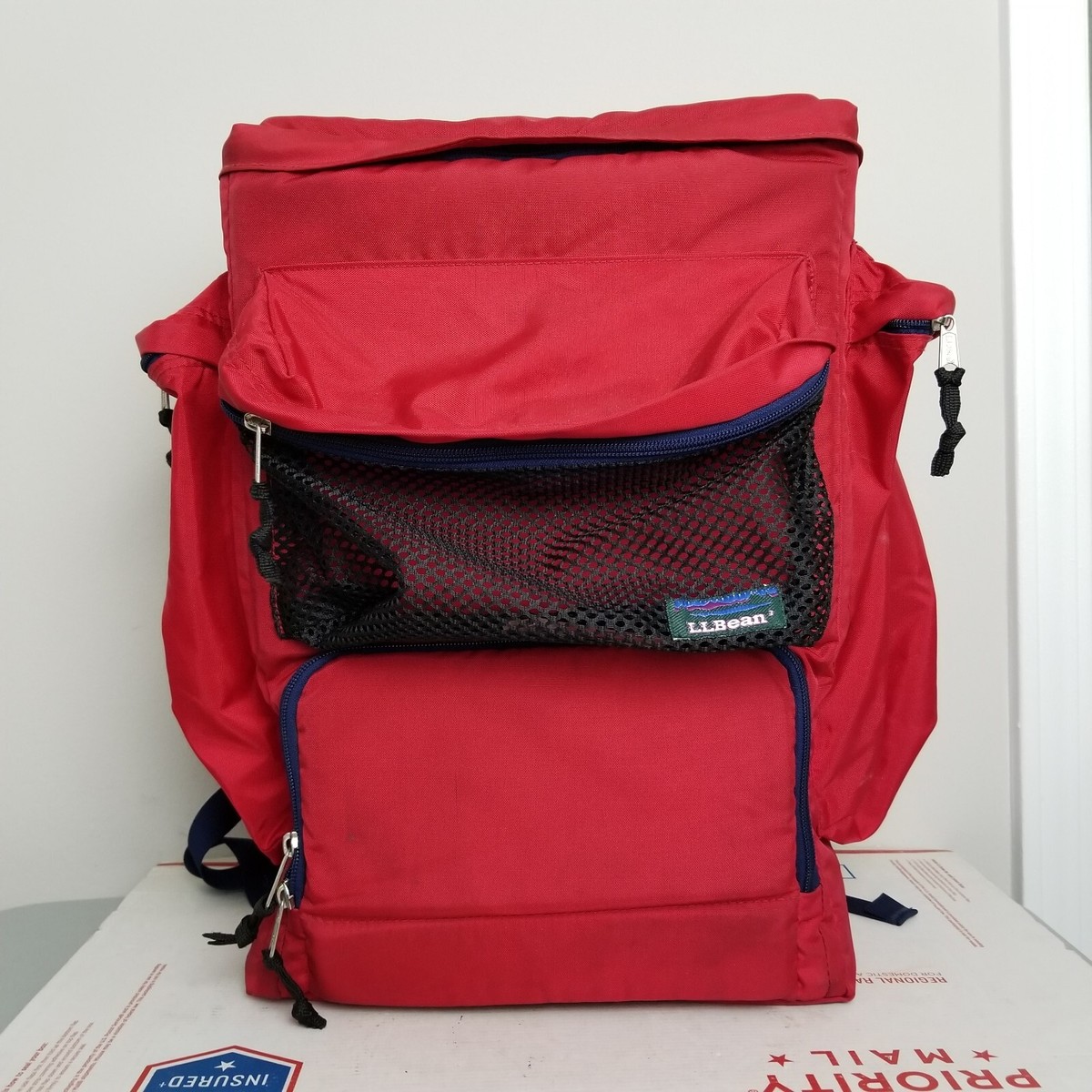Vintage LL Bean Cooler Ice Chest Bag Backpack Red Hiking Insulated Multi  Pocket