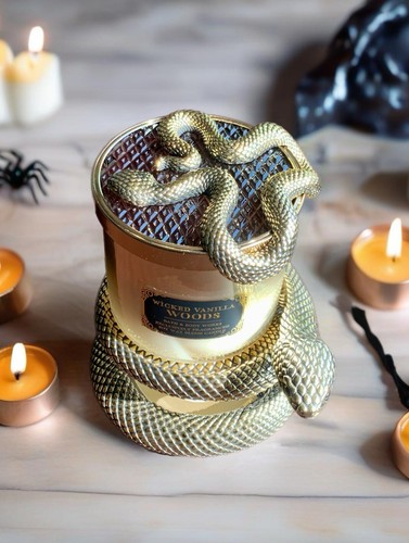 2- Set Bath & Body Works Coiled Snake 3-Wick Jar Candle Holder & Candle