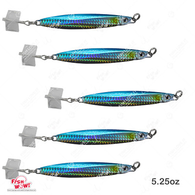5pcs Fish WOW! Blue 150g colt sniper Vertical jig 5.25oz MUSTAD 3x Treble Hook