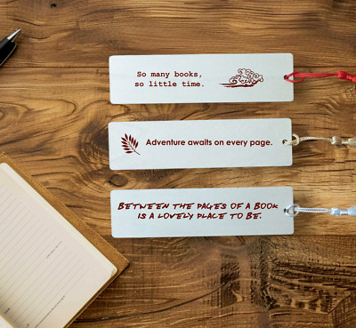 Wooden Bookmark Tassel Personalized Engraved Message gift for book lovers