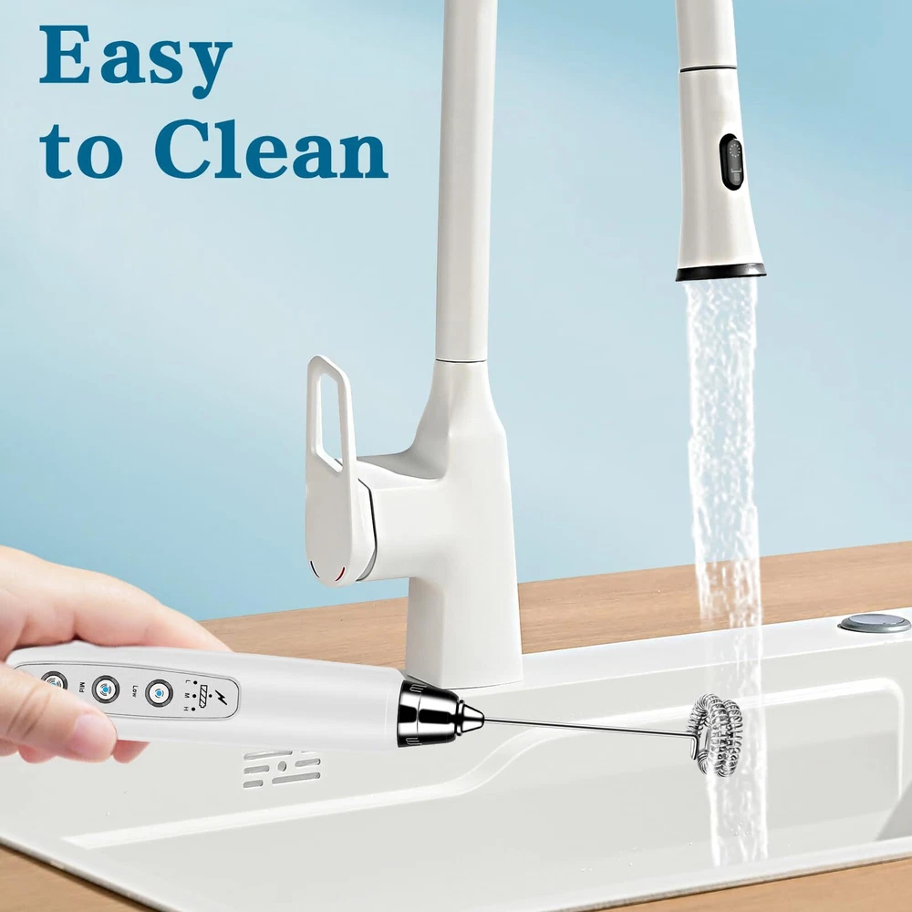 Milk Frother Handheld with Stand, Electric Whisk 3 Speed Adjustable, Drink Mi...