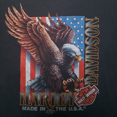 Vtg 90s 3D EMBLEM Harley Davidson Made in the USA T-Shirt 1991 