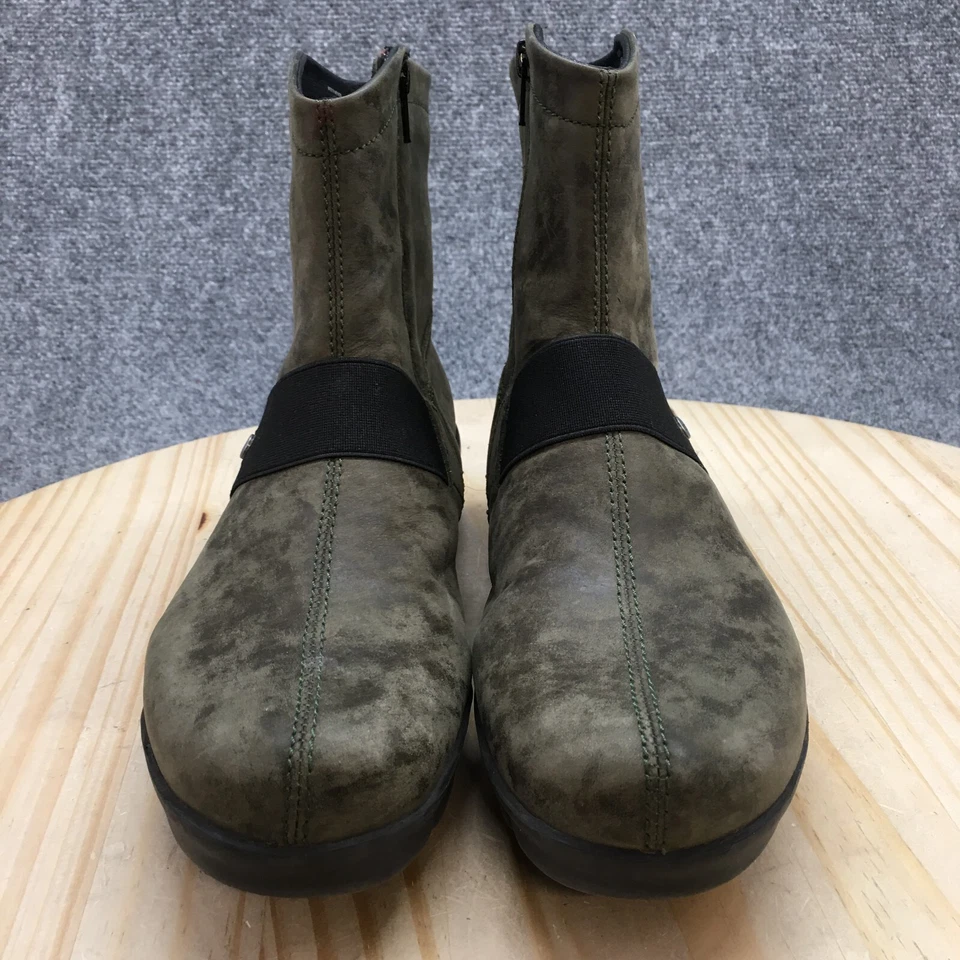 Волчьи ботинки женские 42 Omni повседневные боковые на молнии на танкетке ботильоны зеленая кожа - Изображение 4 из 4