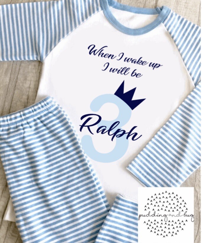 Third Birthday Personalised Boys Pyjamas 3rd When I Wake Up I Will