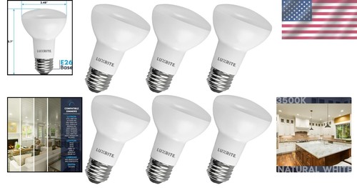 6-Pack Dimmable BR20 LED Flood Light Bulbs, 45W Equivalent - 3500K Natural White - Picture 2 of 9