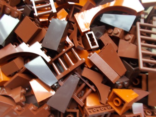 LEGO 50 BROWN BUILDING PARTS LARGE HOBBIT PIRATES KNIGHTS STAR WARS INDIANA NEW - Picture 2 of 2