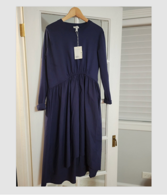cos gathered asymmetric midi dress GATHERED ASYMMETRIC MIDI DRESS