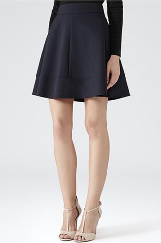 $235 REISS Sz 4 Cecily Panel Fit & Flare Skirt RARE NEW Pockets Navy Blue - 第 2/10 張圖片