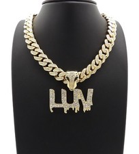Hip Hop Uzi Vert LUV pendant  18" Full Iced Cuban Choker Chain Necklace