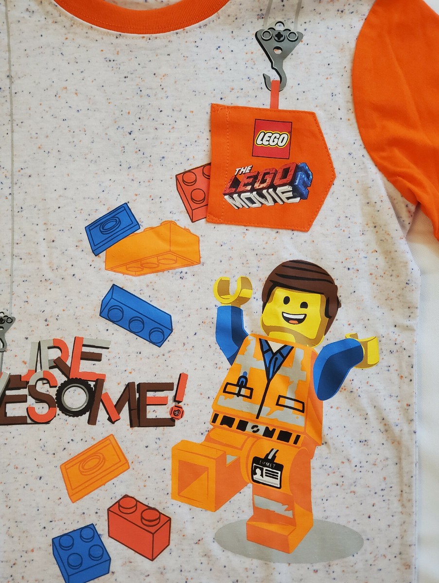 The Lego Movie short sleeve T shirt top orange W Pocket Boys