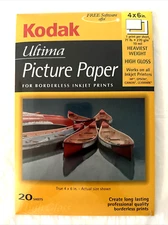Kodak Ultima Picture Paper For Borderless Inkjet Prints 4x6 High Gloss 20 Sheets