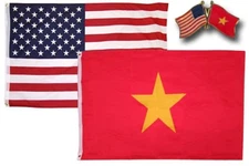  Wholesale Combo USA & Vietnam Country 2x3 2'x3' Flag & Friendship Lapel Pin