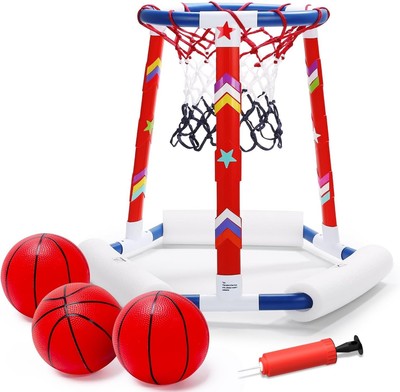 Aufblasbarer Pool-Basketballkorb | 3 Bälle | Pumpe & Aufkleber