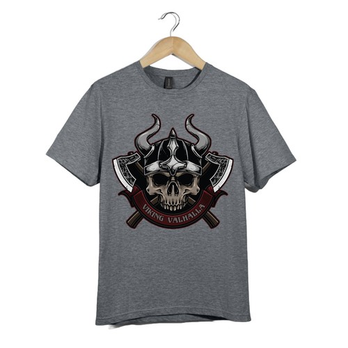 Viking Valhalla Skull Axes T-Shirt | Norse Warrior Unisex Tee|Nordic Skull Shirt - Picture 5 of 20