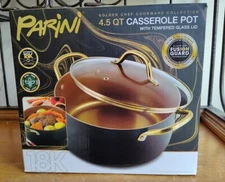 Parini 4.5 Qt. Casserole Pot w/Tempered Glass Lid - Golden Chef Cookware- NIB!