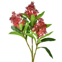 KüNstliche Blumen Deko Rot Skimmia Japonica Skimmie 45Cm 2Er Set, 2 StüCk