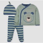 Gerber Baby Boys' 3pc Bear Top and Bottom Set - Navy Blue/Forest Green 3-6M.....