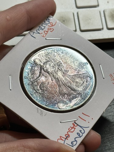 2001 AMERICAN SILVER EAGLE MONSTER COLORFUL TONING TONED COIN (Raw3997) - Picture 3 of 8