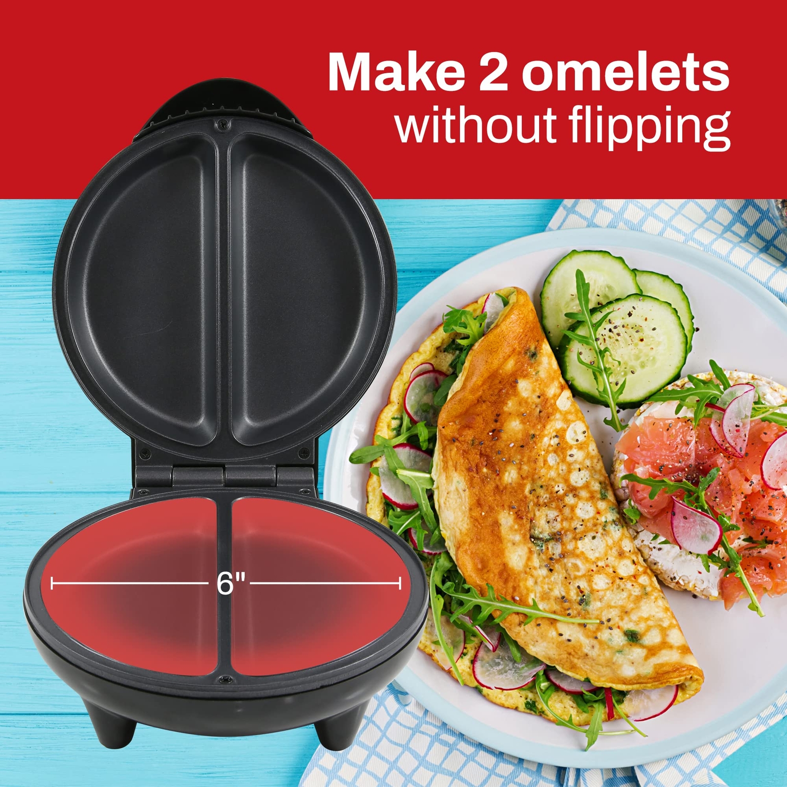 EOM205 Non-Stick Omelet, Frittata, Snack Pocket Maker, Dessert Maker, 2 ...