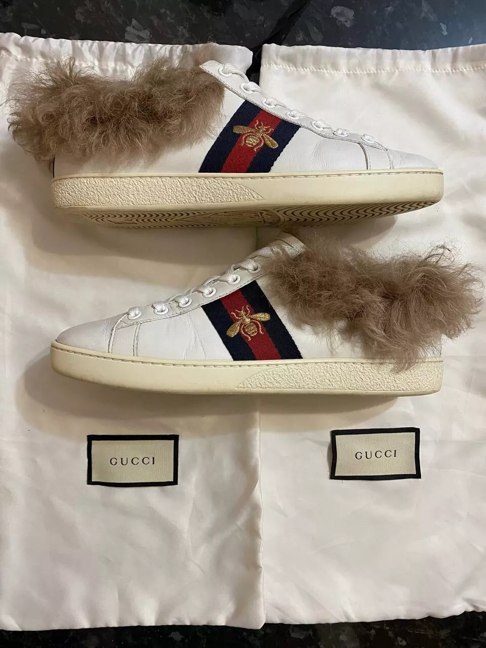GUCCI Ace Bee Fourrure Unisexe Taille 7, 38,5