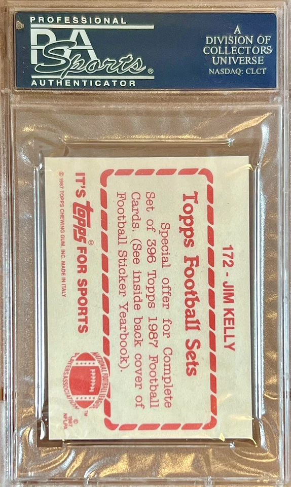 POP 45 PSA 10 RC Jim Kelly 1987 Topps International Rookie Sticker Red Back RARE - Image 2 of 4