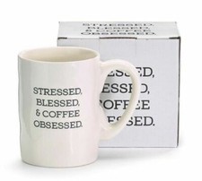 Burton Burton Coffee Cup Mug "Stressed, Blessed, Coffee Obsessed" NEW