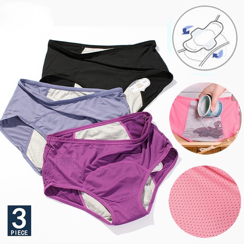 3 un. Bragas a prueba de fugas período menstrual para mujeres Ropa interior Pantalones Nailon Calzoncillos | eBay