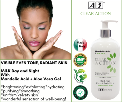 Clear Action Mandelic Acid & Aloe Vera Face & Body Milk Day & Night  Moisturizer | eBay