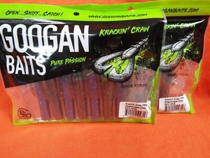 2PK/'S GOOGAN BAITS 3/" KRACKIN/' CRAW WATERMELON RED FLAKE GKC-3-WMR 10PK