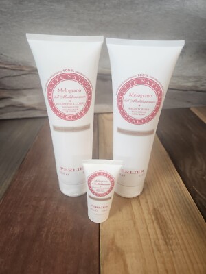 Perlier Melograno Pomegranate Bath Cream & Mousse 8.4 oz NEW +Mini Hand Cream