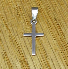 Small Plain & Simple Cross Pendant in SOLID 925 Sterling Silver - NEW!