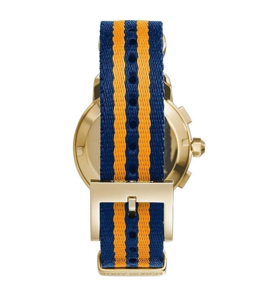 Tory Burch TRB1020 Blue Dial Gold Tone Chronograph Nylon  display picture 1