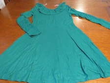 NEW Girls ART CLASS Ribbed GREEN DRESS w/ RUFFLED NECKLINE Size Large 10/12 NWT