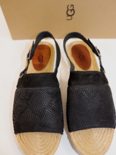 Zapatos Sandalia UGG Talla 6.5 Para Mujer Negro Cuero Suave Repujado ISADORA NUEVOS $128 - Imagen 2 de 8