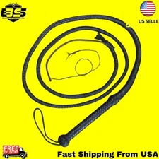 Indiana jones Bullwhip Genuine Cowhide Leather 8 Feet Long Equestrian Bullwhip