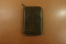 Londo Green Genuine Leather Pencil Holder Notepad Zipper Close Portfolio New