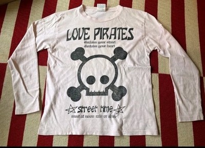 Vintage Love Pirates Japanese Band T Shirt Y2K Tokyo Japan Pink 3/4 Sleeve Small
