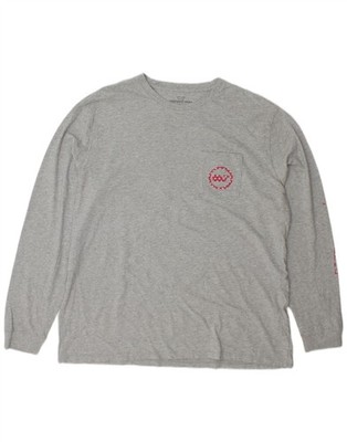 VINEYARD VINES Herren Grafik Oberteil Langarm XL Grau Baumwolle DA08