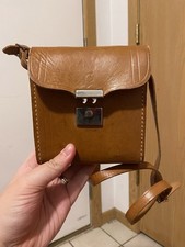 Vintage Leather Camera Bag Polaroid Brown Strap