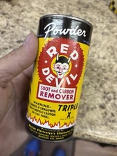 Vtg. Red Devil Graphic Fireplace Furnace Soot Remover 12oz Tin Can Meeco Empty