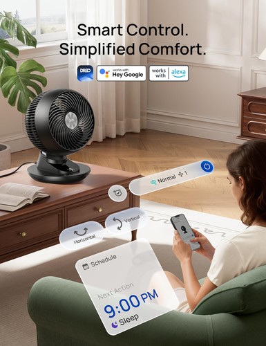 Smart Fan 12 Inch 85 ft Airflow 90 +90 Oscillating App Voice Control DREO Inches - Afbeelding 5 van 5